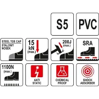 YATO Portland S5 PVC antistaattinen turvakumisaappaat