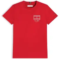 Tommy Hilfiger Outline Flag Graphic T-Shirt Ss - Red - 152