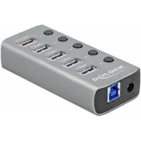 DeLOCK – USB 5 Gbps Hub with 4 Ports + 1 Fast Charging Port with Switch and Illumination (63262)