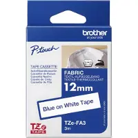 Brother TZFA3 12 BLUE ON WHITE FABRIC