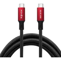 NÖRDIC 50 cm USB4 USB-C - C nylon punottu kaapeli PD3.1 240W 40G 8K60Hz 4K144Hz punainen