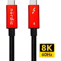 NÖRDIC 3m Thunderbolt 4 USB-C kaapeli 40Gbps 100W lataus 8K video yhteensopiva USB 4 ja Thunderbolt 3 kanssa