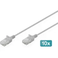 Digitus DK-1618-003S-10, 0,3 m, Cat6, U/UTP (UTP), RJ-45, RJ-45, Harmaa