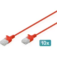 Digitus DK-1618-020S-R-10, 2 m, Cat6, U/UTP (UTP), RJ-45, RJ-45, Punainen