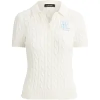 Ralph Lauren Cable-Knit Cotton Polo Sweater - White - XS