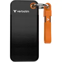 Verbatim 1TB Pocket, ulkoinen SSD-levy, 3.2 Gen2 USB-C, 1000/1000 MB/s, musta/oranssi