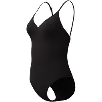 Speedo Solid V-Neck Swimsuit - Black - S