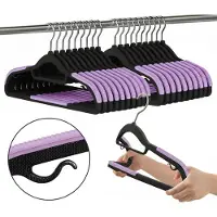 Hobby Hall Vaatehenkarit liukumattomalla suojuksella SOFTY, musta-violetti, 20kpl