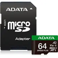 ADATA A-DATA Speed Plus 64 Gt MicroSDXC UHS-I U3 V30 A2 -muistikortti + SD-adapteri