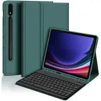 INF Bluetooth-näppäimistökotelo + näppäimistö, joka on yhteensopiva Samsung Galaxy Tab S8+/S8 Plus 12.4 tuuman kanssa - tummanvihreä