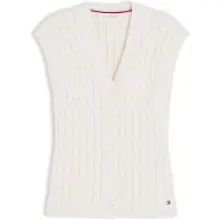 Tommy Hilfiger Neuleliivi 'Cable Slim Sleeve' vaaleankeltainen