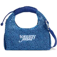 Tommy Hilfiger Käsilaukku 'Woven Shoulder' sininen / valkoinen