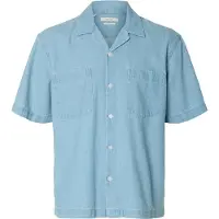 SELECTED MEN Slhrlxcarlo Denim Ss Shirt Resort - Blue - L