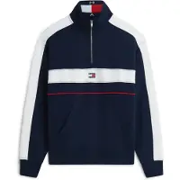 Tommy Hilfiger Collegepaita 'Colour-blocked Quarter-zip Relaxed' tummansininen / punainen / valkoinen