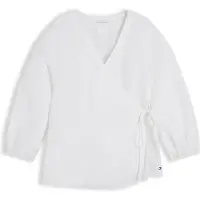 Tommy Hilfiger Pusero 'Relaxed Fit Pure Wrap Blouse' valkoinen