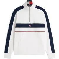 Tommy Hilfiger Collegepaita 'Colour-blocked Quarter-zip Relaxed' laivastonsininen / kirkaanpunainen / valkoinen
