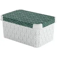 Curver säilytyslaatikko Deco Stockholm, 29,5×19,5×13,5 cm, valkoinen/vihreä
