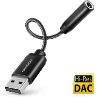 Axagon USB-A - 3,5mm -ääniadapteri, Hi-Res DAC, 32bit 384kHz
