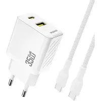 Dudao A27MaxCEU PD QC 35W USB-A USB-C wall charger with USB-C cable - white