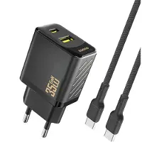Dudao A27MaxCEU PD QC 35W USB-A USB-C wall charger with USB-C cable - black