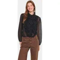 St. Tropez Liljasz Crinkle Ls Shirt - Black - L