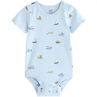 Lindex Short-Sleeved Bodysuit - Blue - 68