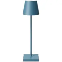 Sigor LED-akkupöytälamppu Nuindie, USB-C, sininen, IP54, himmennettävä, Sininen, Olohuone/ruokailutila, Alumiini, Moderni