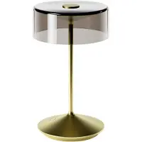 Sigor Numotion LED ladattava pöytävalaisin, kultainen, lasi, IP54, himmennettävä Numotion,, Messinki/kulta, Olohuone/ruokailutila, Lasi, Moderni