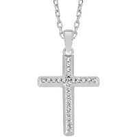 Lykken Crosses hopeinen pavé ristikaulakoru 45 cm