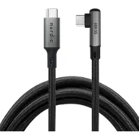 NÖRDIC VR Link kaapeli 5m USB3.2 Gen1 USB-C to C 20Gbps 100W 4K60Hz nopea lataus Quest 2 Super Speed USB Link-kaapeli Musta