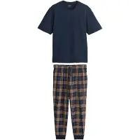 Next Pitkä pyjama laivastonsininen / ruskea / valkoinen