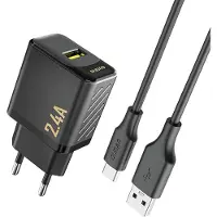 Dudao A23TEU Adapter 12Watt 1xUSB-A (1m USB-A to USB-C cable included) Sort