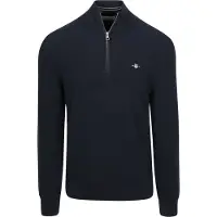Gant Waffle Knit Half-Zip Sweater - Navy - L