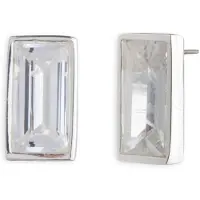 Ralph Lauren Pe Baguette Cz Stud - Rhd/Cry - Silver - ONE SIZE 0.9 cm