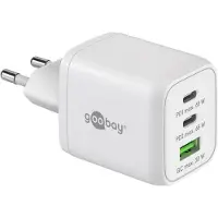 Wentronic USB-C fast charger Nano, PD, GaN, 65 watts (white, 1x USB-A, 2x USB-C PD, Charge 3.0)