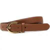 Ralph Lauren Charm Crosshatch Leather Belt - Brown - XS