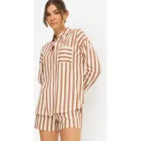 LASCANA Pyjamashortsit ruskea / valkoinen