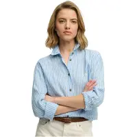 Superdry for woman. W4010587A Premium Slim Shirt blue (XS), Casual, Linen, Long sleeve