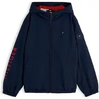 Tommy Hilfiger Välikausitakki 'Logo Graphic Relaxed' laivastonsininen / punainen