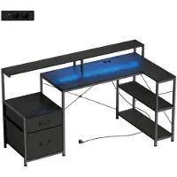 Hobby Hall Pelipöytä, L-muotoinen pöytä, 165x80x91,5 cm, musta, puu