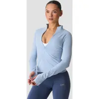ICANIWILL Smooth Seamless 1/2 Zip Long Sleeve Fainting Blue