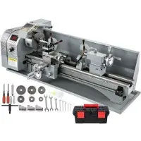 Vevor 1100W minimetallisorvi 220MMx750MM muuttuvanopeusinen metallisorvi RPM-metallinjyrsinkone digitaalinen jyrsintämetallisorvi 3-leukaisella istukalla, MT5-karan kartio, MT2-takapylkän kartio