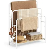 Hobby Hall Pyyhkeenpidike, seisova, pyyhe-teline 3 tankoa, 70 x 30 x 100 cm, Pilvenvalkoinen-Naturelli Beige.
