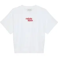 Calvin Klein Jeans Ss Towel Terry Cropped Sweatshir - White - XS