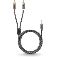 Goobay AUX audio transition cable, 3.5 mm jack to RCA stereo plug, 2 m, Sharkskin Grey - Cable length 2 m