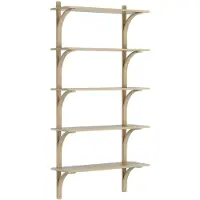 Swedese Levi hylly 5 hyllytasoa Luonnollisesti lakattu tammi messinki, 90 cm