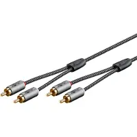 Goobay RCA stereo cable, 1 m, Sharkskin Grey - Cable length 1 m