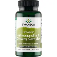 Swanson Health Kurkuma, ashwagandha ja ginseng -kompleksi - 60 kapselia