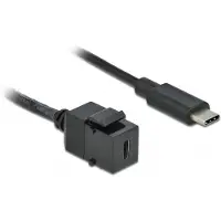DeLOCK Keystone Module USB-C -jatkokaapeli, 0,25 m, musta