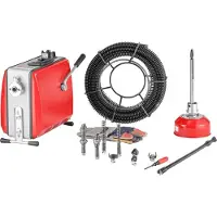 Vevor -viemärinavauskone, 500 W:n 1400 RPM:n sähköinen putkenpuhdistuskone, viemärikäärme, jossa 20 m x 16 mm, 5 m x 9,5 mm ja 0,4 m x 16 mm:n teräsjousikaapeli ja 8 leikkuria, sopii halkaisijaltaan 50